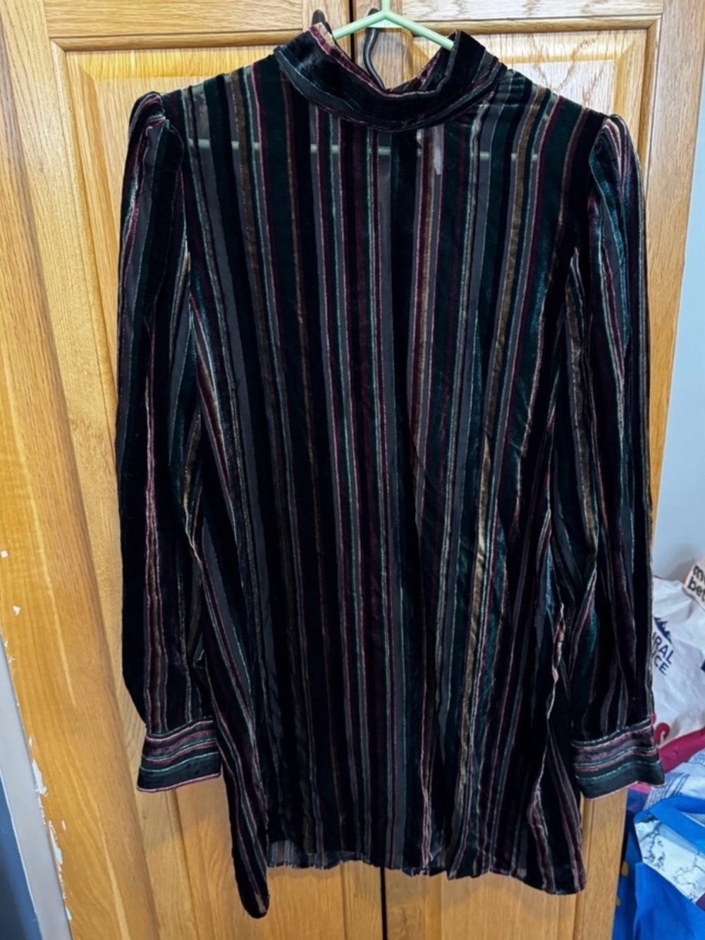 California Moonrise Elegant Multicolor Striped Velvet Dress